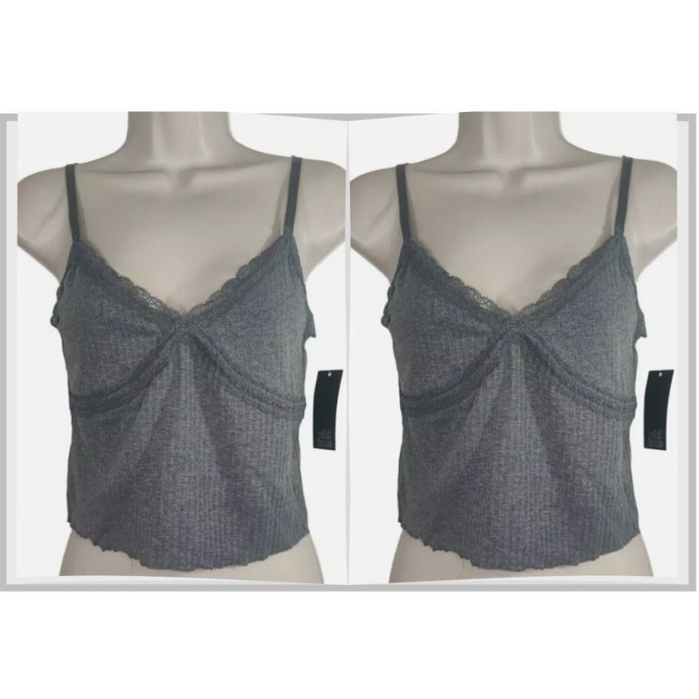 Wild Fable Women's 2 Pack Lace Trim Tiny Tank Top Heather Gray Xs